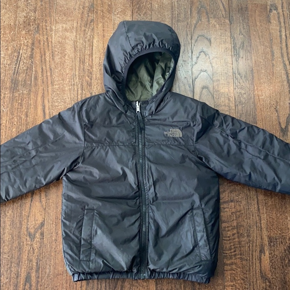 Black and olive green reversible north face jacket